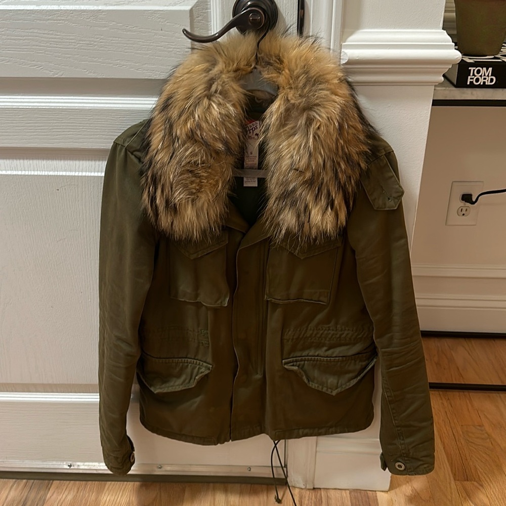 Prps women’s jacket with fox fur collar size small